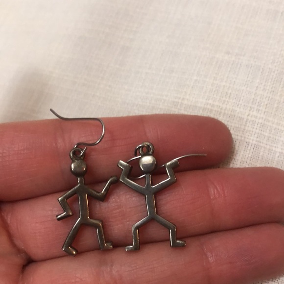 Vintage Silver Stick Figure Earrings - Picture 4 of 5